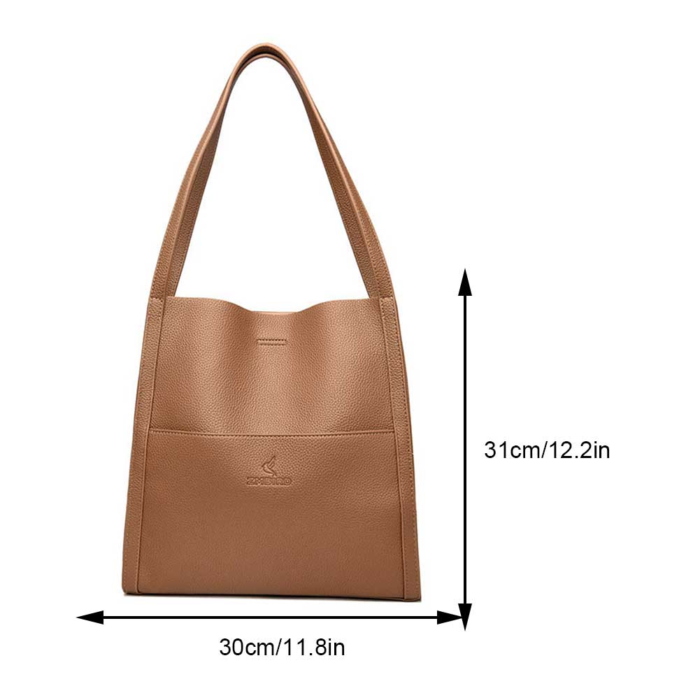 Bolso de mano de PU con cremallera para mujer, bolso informal, bolso de hombro de cuero Simple, bolso versátil, bolso de compras