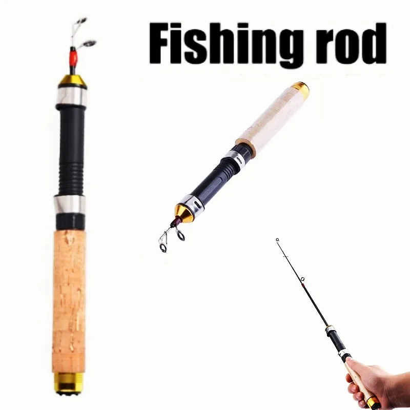 Winter Ice Telescopic Shrimp Fishing Rod Spinning Casting 3 Sections Fishing Pole 60cm Portable Durable Fishing Tackle smile