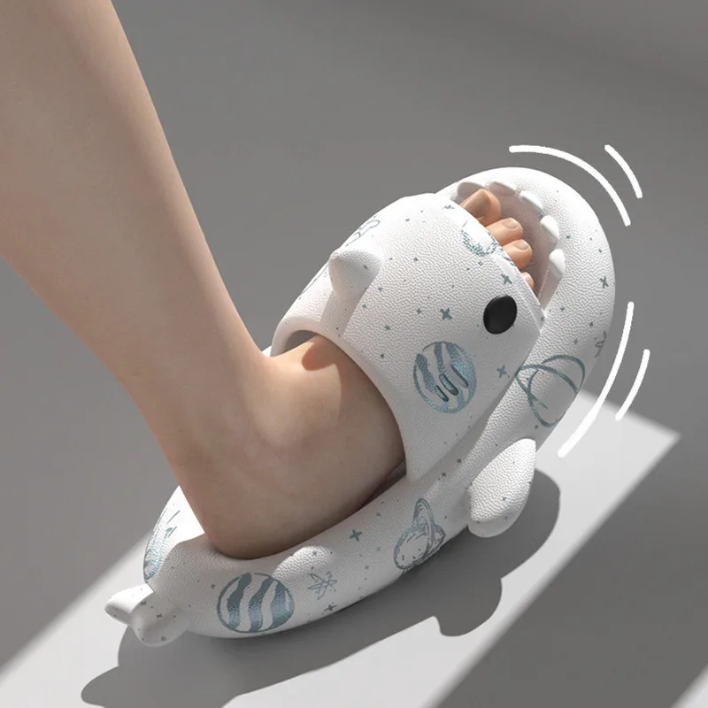 Cyberpunk Shark Slippers Women Men Indoor Bathroom Anti-Slip Couples Summer Shoes Soft Eva Beach Flops Platform Slides
