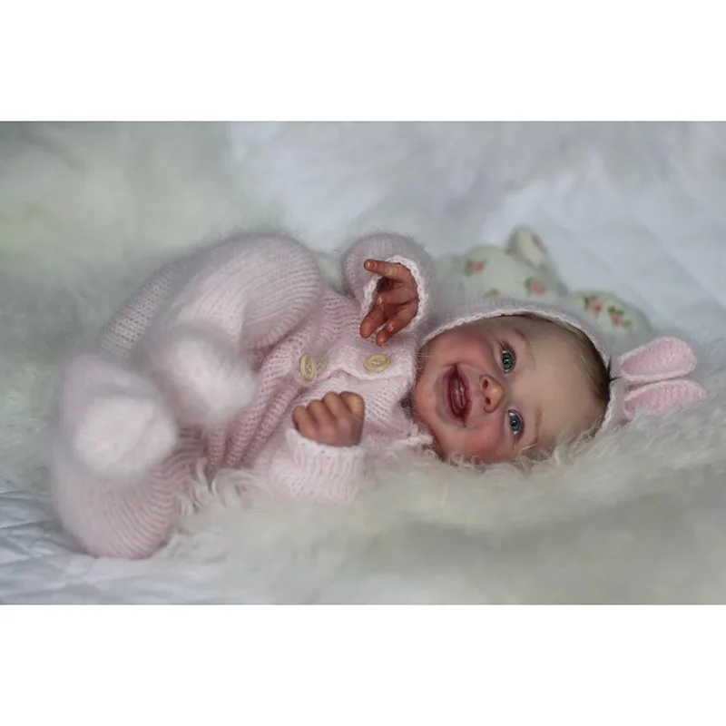 19inch Reborn Dolls Harper Smile Baby Soft Body Real 2025 Picture Lifelike Handmade with Genesis 3D Skin Paint new Silicone Baby Doll