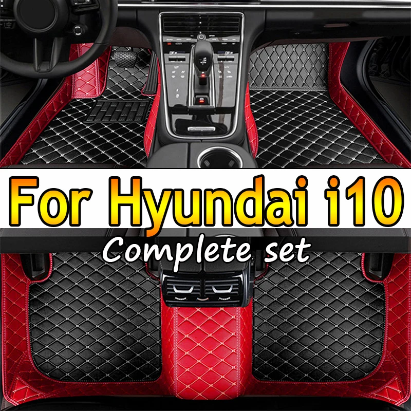 Car Floor Mats For Hyundai i10 BA Gran Metro Taxi Xcent IA 2014~2019 Leather Mat Car Mats Floor Rugs Durable Pad Car Accessories