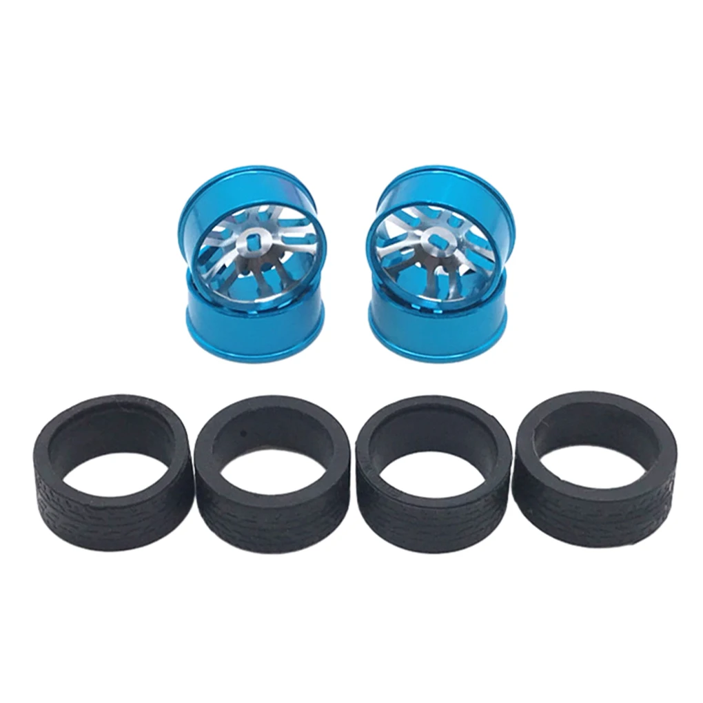4pcs Metal Drift Wheel & Soft Tire Skin Set for Wltoys 284131 K989 K969 1/28 RC Car Upgrade Parts