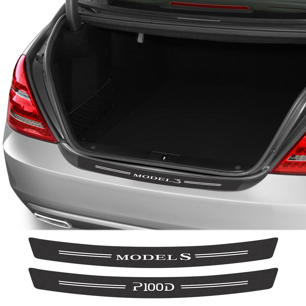 Car Rear Trunk Protective Stickers Rear Bumper Guard Plate Stickers For Tesla Model S 3 Y X 2014-2023 Auto Exterior Accessories