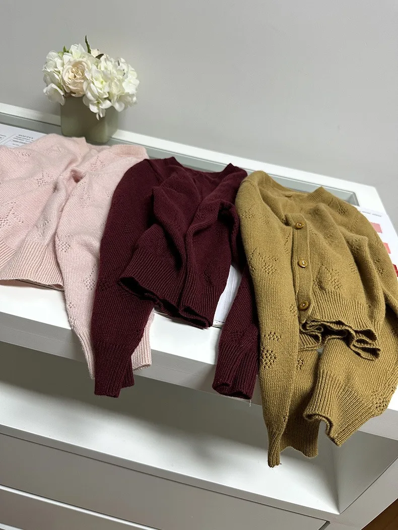 new Kids Sweaters 2023 Autumn Baby Girls 2025 Cardigan Outwear Ruffle Knitted Pullover Sweaters Winter Clothes