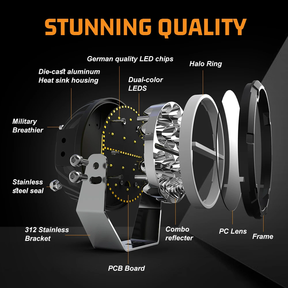CO LIGHT 6.5" Round LED Offroad Lights 60000LM LED Driving Lights White Amber DRL Spot Flood Combo for Trucks Car 4x4 Pickups