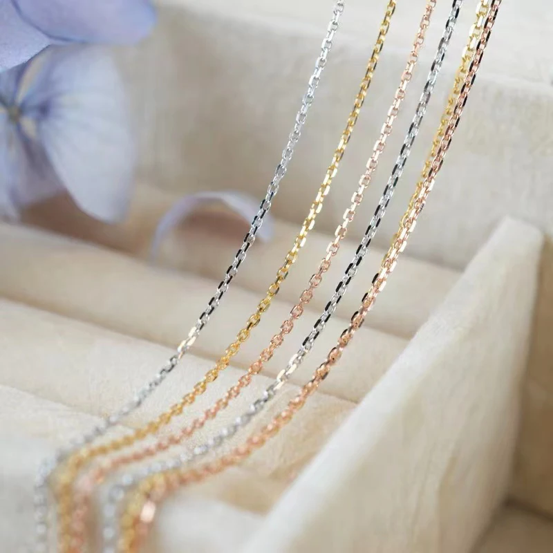 YUNLI Real 18K Gold Jewelry Chain Necklace Pure AU750 Pendant Chain for Women Fine Jewelry Gift