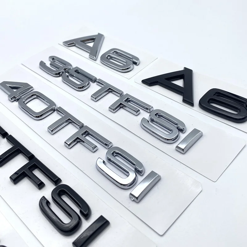 ABS Letters Numbers Emblem for Audi A6 35TFSI 40TFSI 45TFSI 2.0T 2.4 2.8 4.2 Quattro Allroad Car Front Trunk Side Logo Sticker