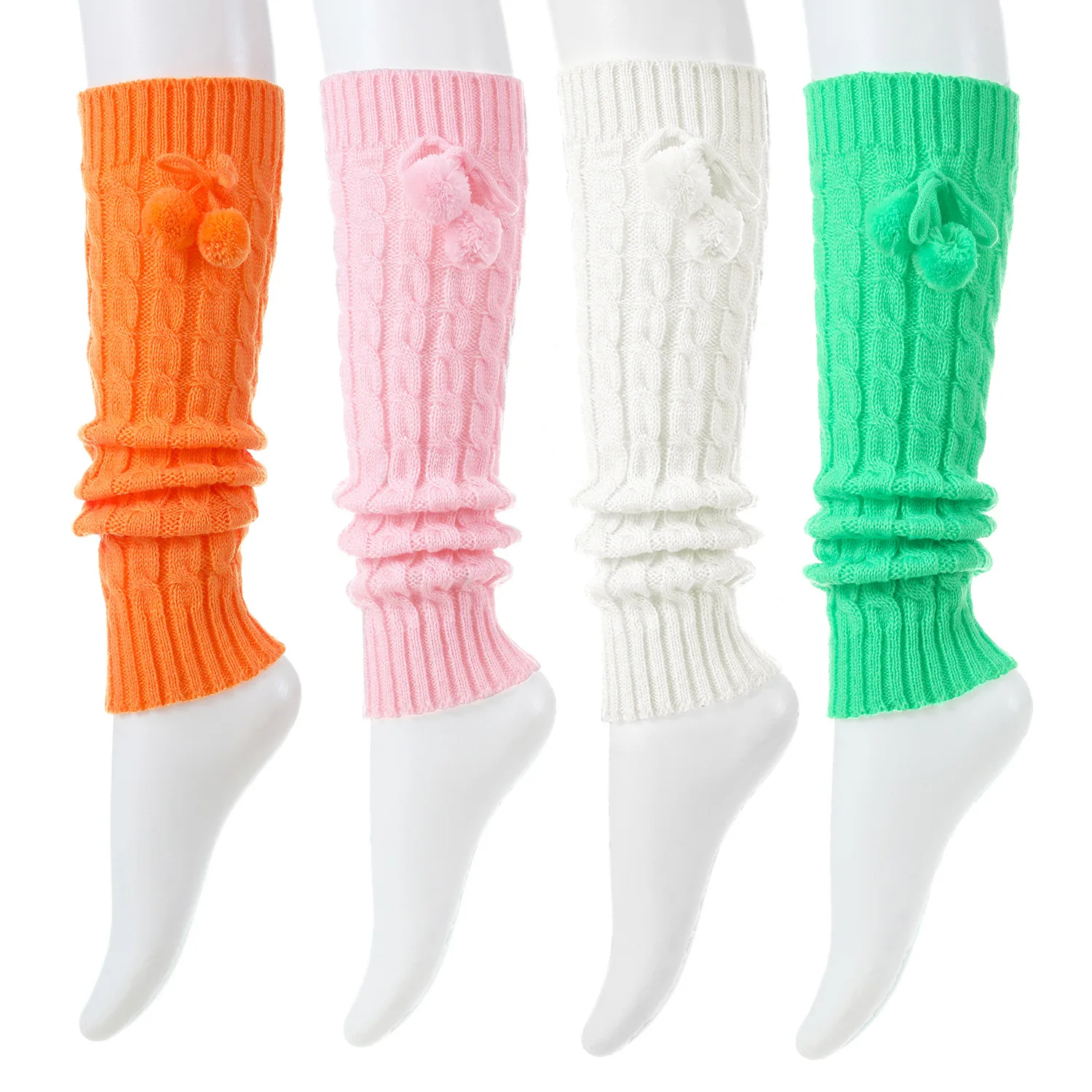 Women Autumn Winter New Knitted Foot Cover word Twist Hanging Wool Ball Pile Socks Warm Leggings Legs Warmer 5