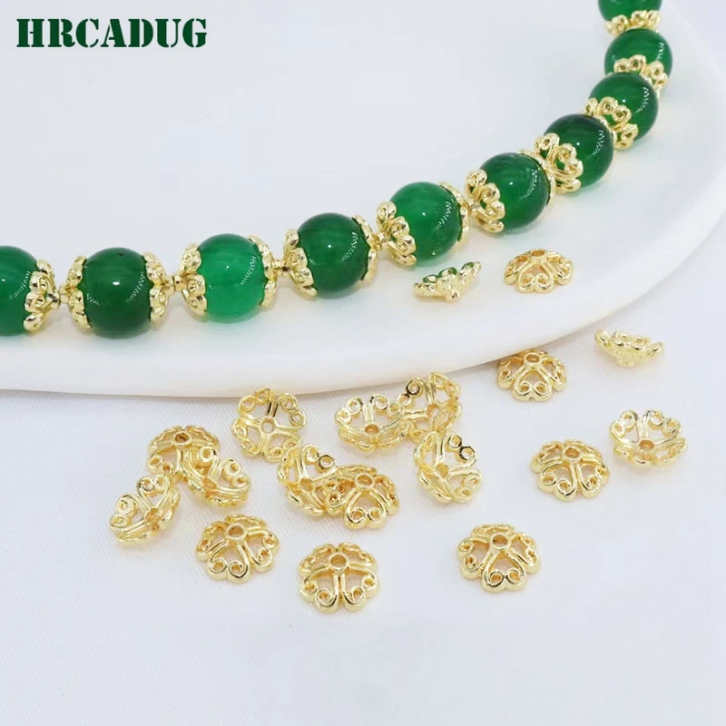 8.5mm Bead 2025 new End Caps Gold Plated Quality Brass Metal Hollow Out Flower Bead Caps For DIY Jewellery Making Supplies