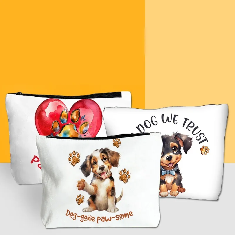Cute 2025 Animal Print Cosmetic Bags Kawaii Dog Makeup Bag for Women Casual new Toiletries Travel Organizer Zipper Handbag Canvas Purse