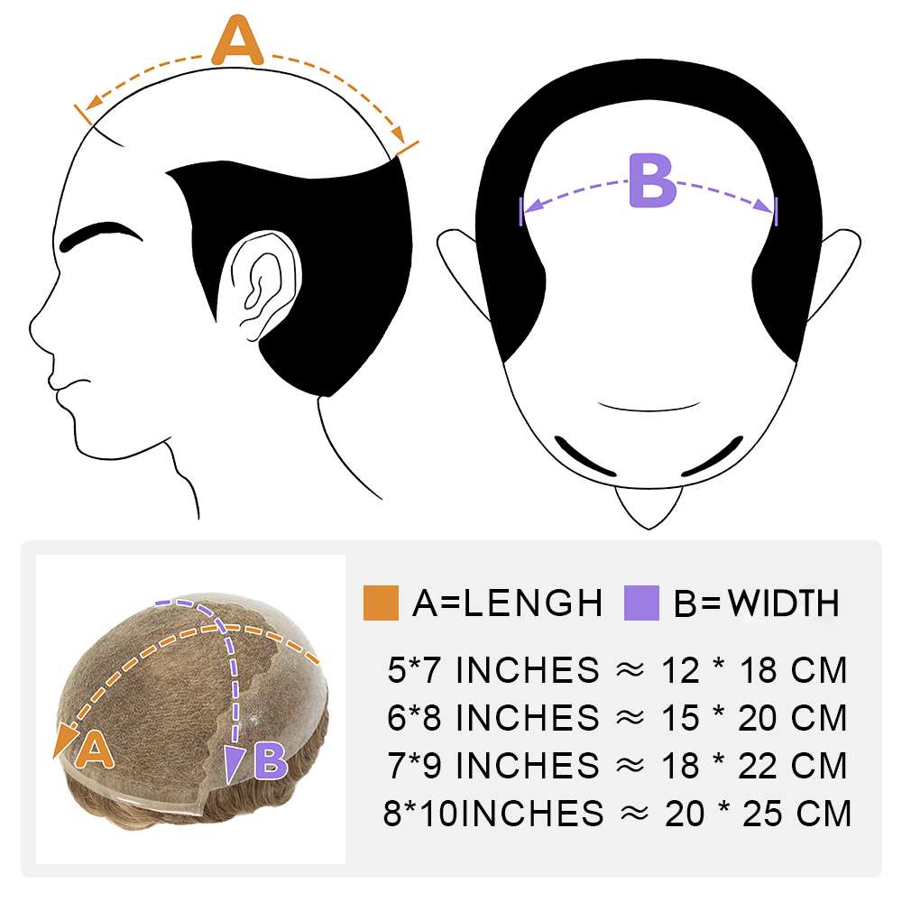 0.08mm Base Men Toupee Thin Skin Strong Double Knot Male Wig Remy Human Hair Men's Capillary Prosthesis Hair System for Brazil 34037 67f63