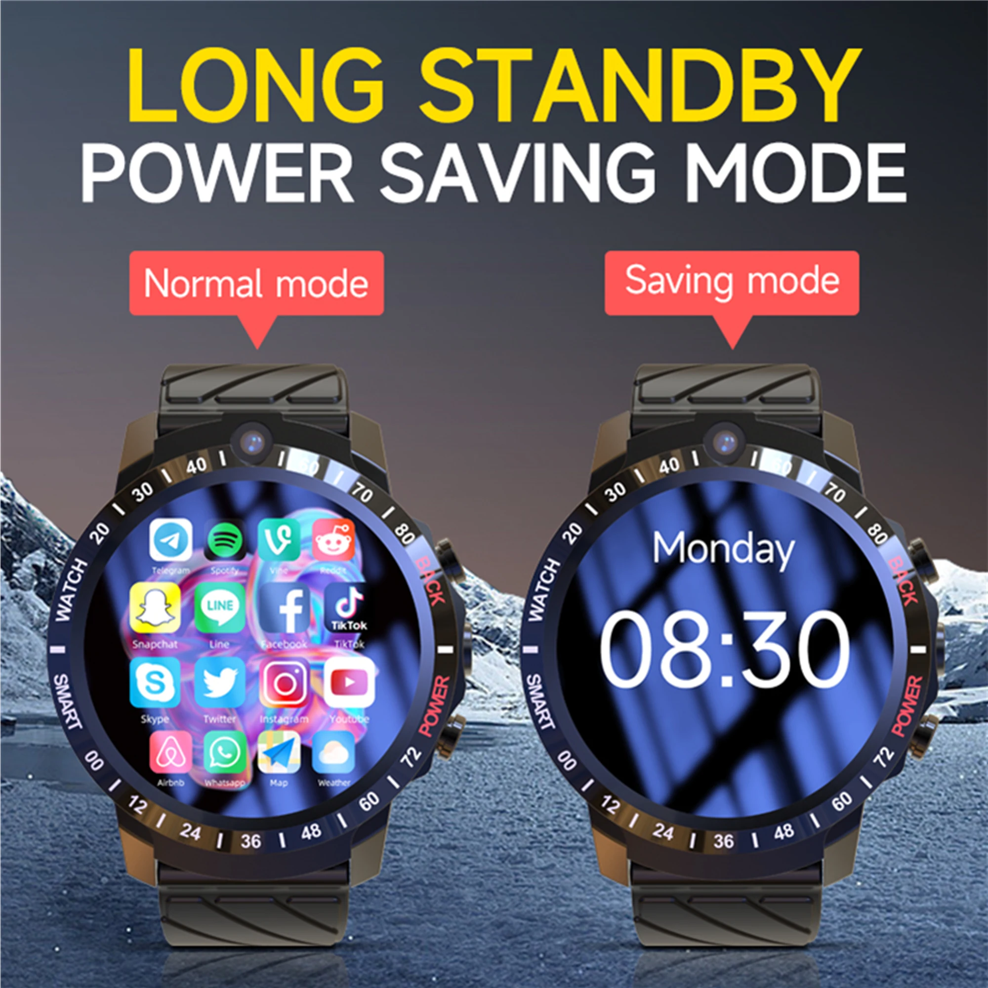 MT27 Smart Watch 4G Network SIM 4G+64G GPS Wifi Dual Camera Men Watch 4 Core Processor Waterproof IOS Android Sport Smart Watch