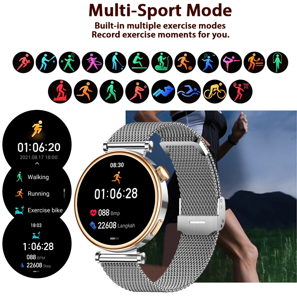 For Watch 4 MINI New AMOLED 360*360 HD Smart Watch GPS Track Heart Rate Blood Oxygen Bluetooth Call NFC Smartwatches Women 41mm