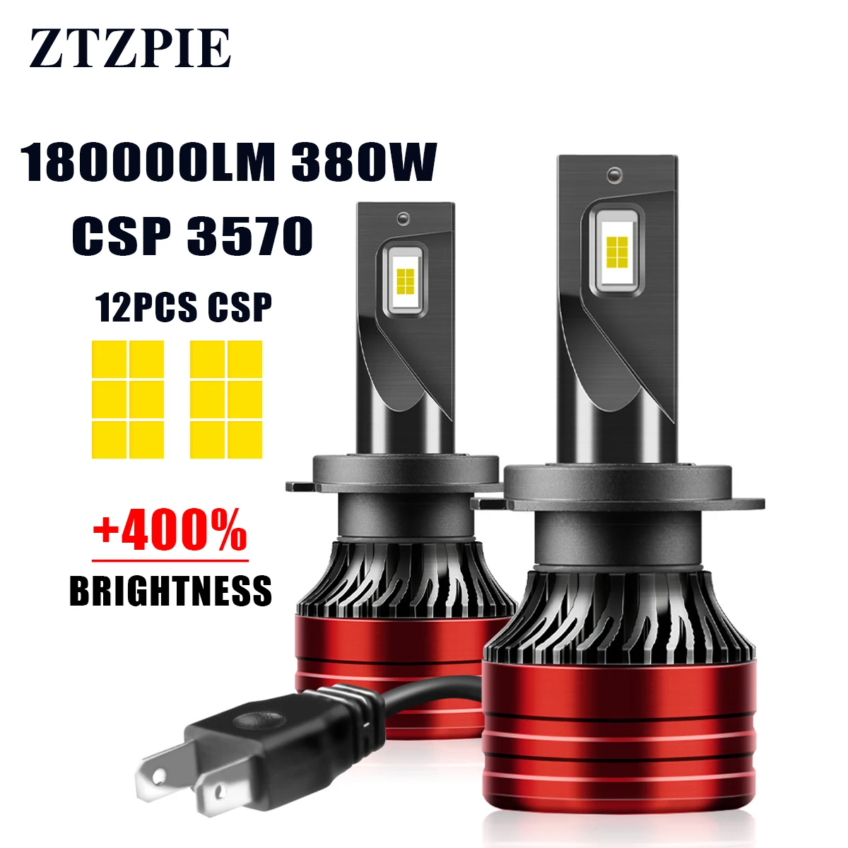 ZTZPIE 6000K HB3 HB4 9005 9006 H1 H7 H4 H11 Bulb Led Lamp CSP 3570 Chips Car Headlight Light 380W 180000LM Fog Lights Lamps