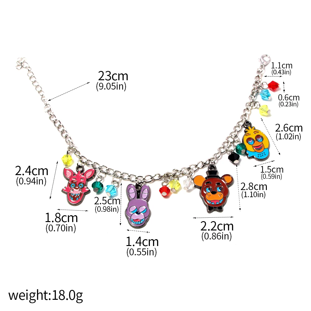 Anime Game FNAF Figures Freddy Charms Bracelet Foxy Bonnie Figure Pendant Bangles Bracelets For Women Men Jewelry Collection