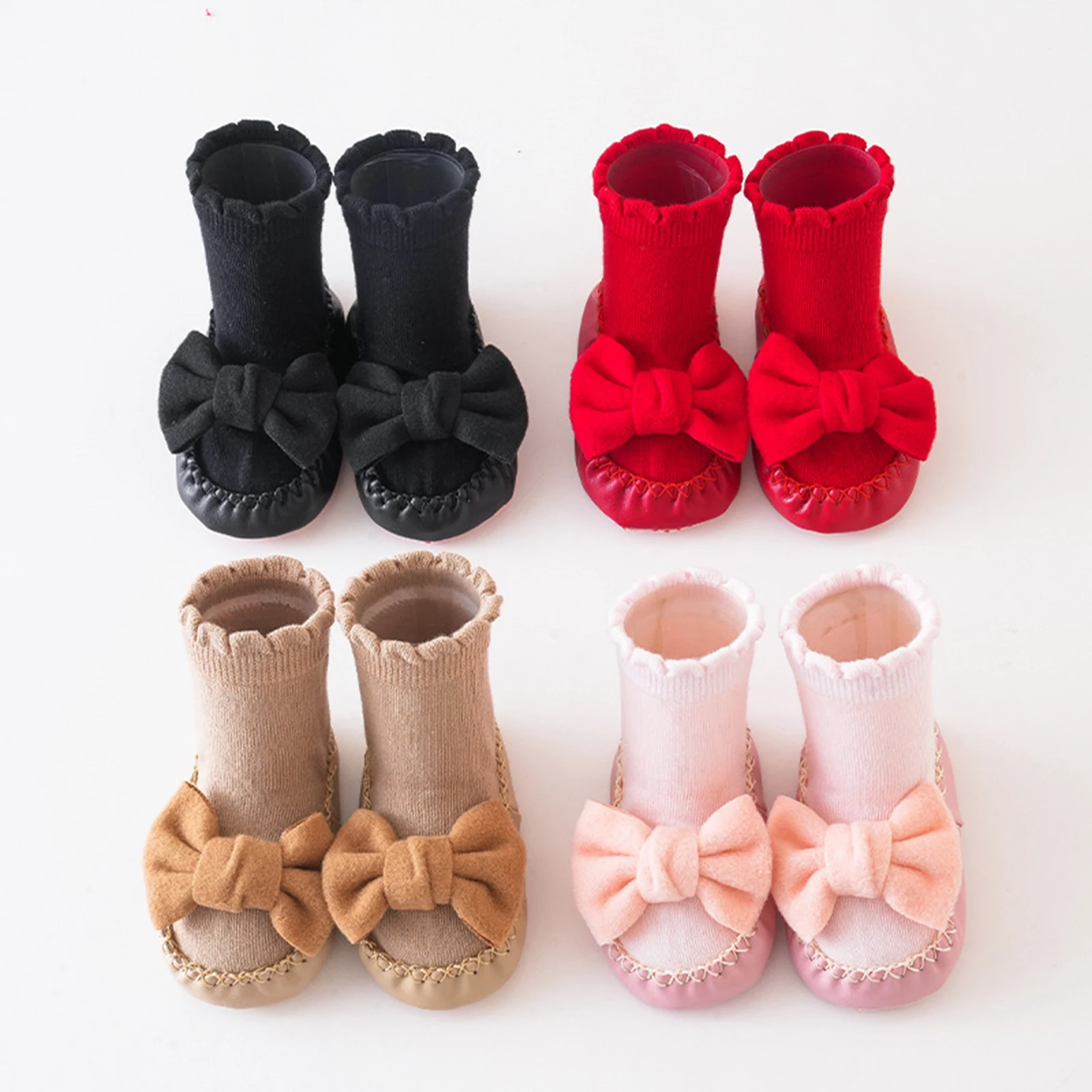Pudcoco Infant Baby Girls Socks Shoes, Cute Bow Socks new 2025 Non-slip Socks Soft Lightweight Floor Socks