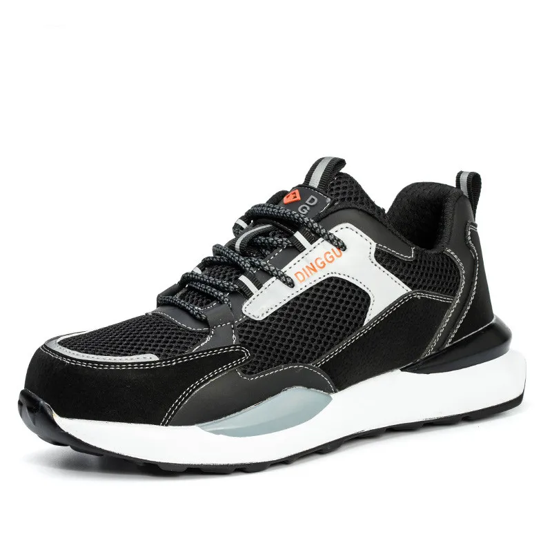 WOUDHONY Men Safety Shoes Lightweight Breathable Work Shoes Sneakers Indestructible Anti-smashing Steel Toe Safety Boots