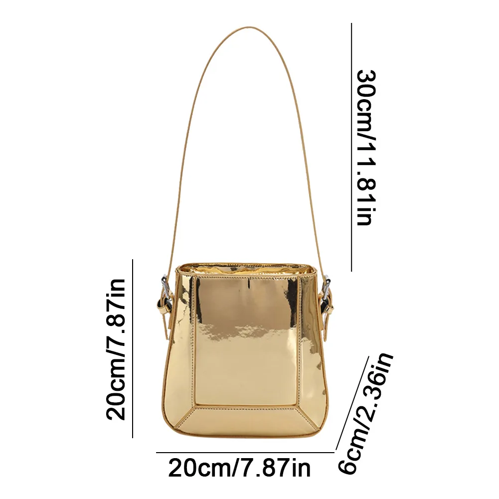 2023 Women Shiny Crossbody Shoulder Bag Luxury Designer PU Underarm Bag Large Capacity Tote Bag Simple Female Commuter Handbag