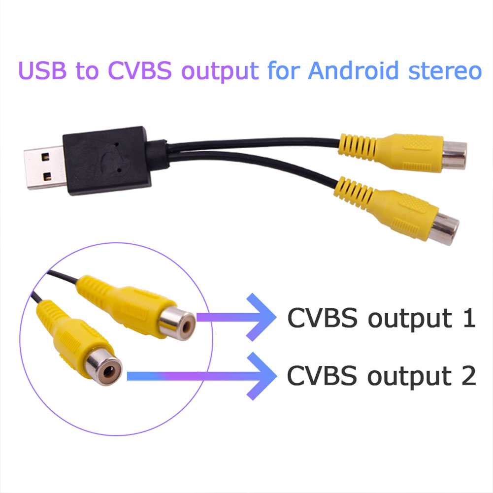 Car Car Video OutPut Box USB Port To CVBS Adapter Portable RCA Video Output Cable 2 CVBS Output for Android Multimedia Player