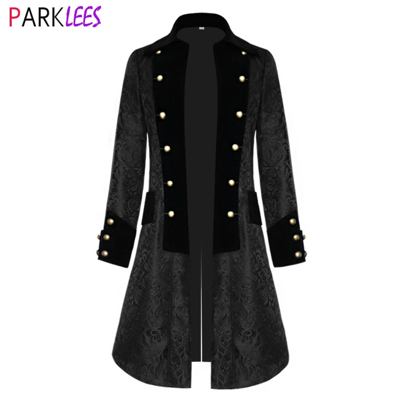 Mens Floral Jacquard Veet Steampunk Gothic new Tailcoat Jacket Renaissance Pirate 2025 Vampire Jackets Men Vintage Victorian Frock Coat