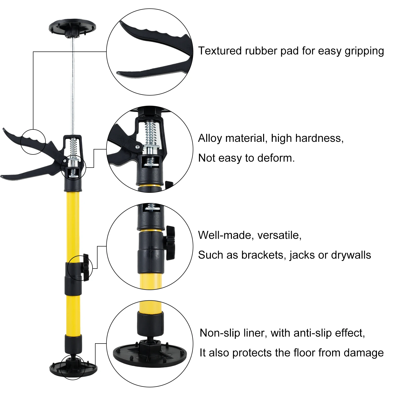 2Pcs Telescopic Support Rod 11.81/19.69 to 23.23/45.28inch Alloy Telescopic Support Pole Adjustable Third Hand Support System