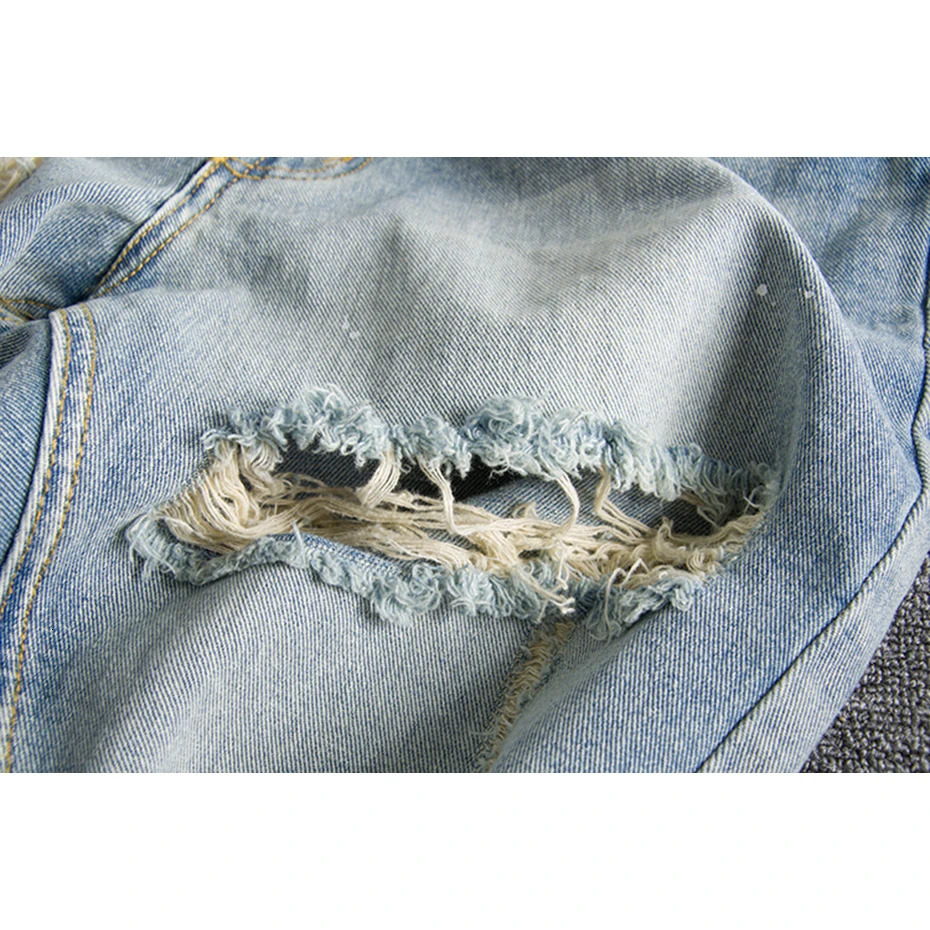 Men Fashion Broken Hole Hip Hop Denim Shorts Summer Streetwear Harajuku Ripped Jeans Shorts Casual Short Pants Trousers 240327
