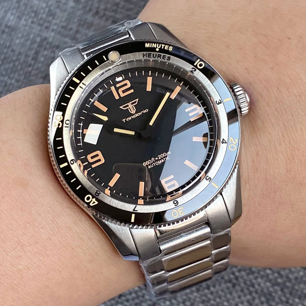 Vintage Diver NH35 PT5000 Mechanical Watches Men Dome Sapphire Glass Tandorio Brand 200m Waterproof Classic Clock Luminous 40mm