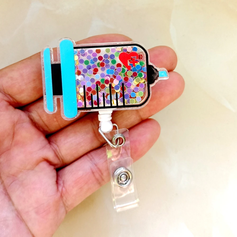Hospital Medical Workers Women Mens Nurse Doctor Unisex Hard Shiny Acrylic Brooches Keychains Clip Badge Reel For Name Holders