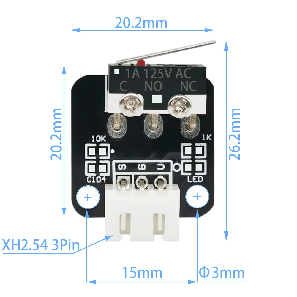 Micro Switch PCB X/Y/Z Axis End Stop Limit Switch 3Pin N/O N/C Easy to Use Control 3D Printer Accessories for CR-10 Ender 3