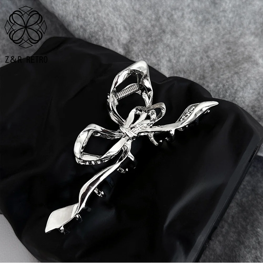 Color Sier Kpop Woman Irregular Hairpins Punk Style Metal Hair Claws Bow Women ddmysmile Hair Accessories Ponytail Hair Clips Headwear Smile
