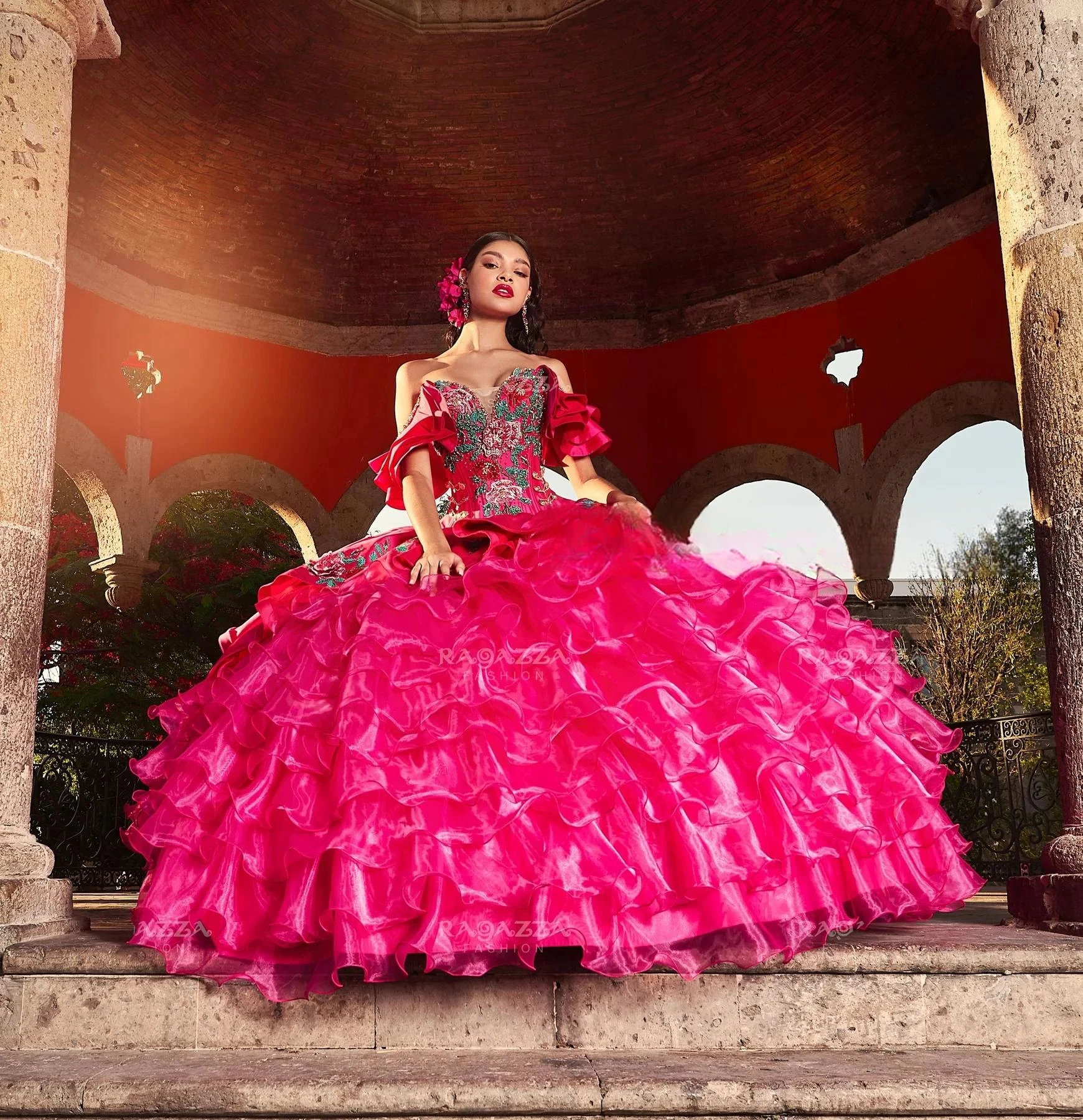 Charro Organza Quinceanera Ball Gown Off The Shoulder Appliques Beaded Puffy Mexican Sweet Dresses Anos