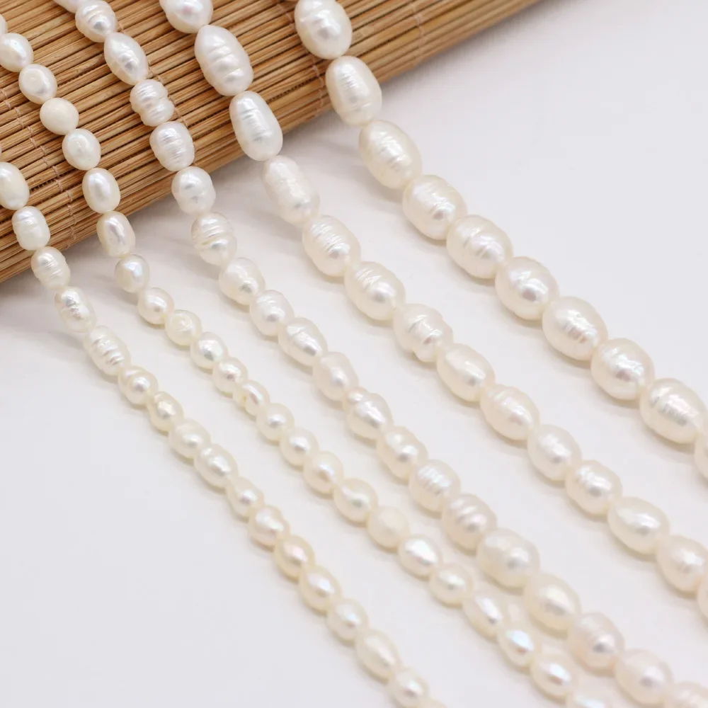 Natural Freshwater Real Pearl Beads Rice Shape Pearls Spacer Loose Bead For Jewelry Making DIY Women Bracelet Necklace Earrings