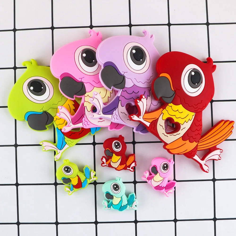 Sunrony Peacock Parrot Silicone Bead Silicone Pacifier Clip Food Grade Baby DIY Pacifier Chain Necklace Jewelry Accessories