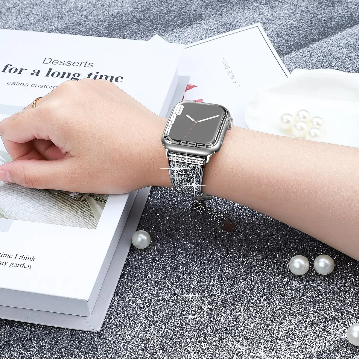 Women Starlight Metal Strap For Apple Watch Ultra Band mm Dia Charm Bracelet IWatch Series SE