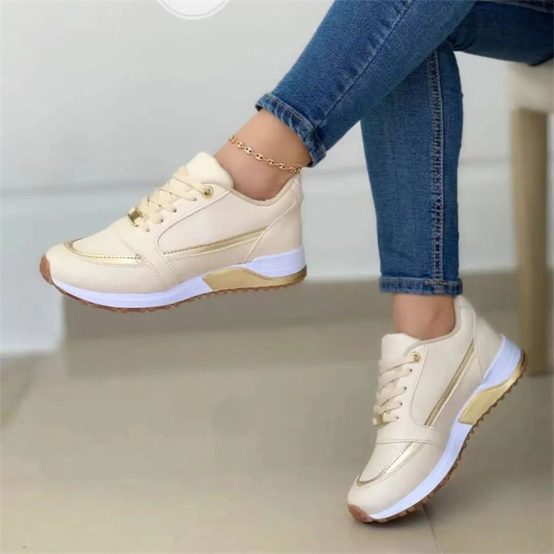 2025 new on Ladies Sale Fashion Round Toe Flat Platform Caual Mixed Colors Lace Up Sneakers Outdoor Running Women's Shoes 6051 Fashi