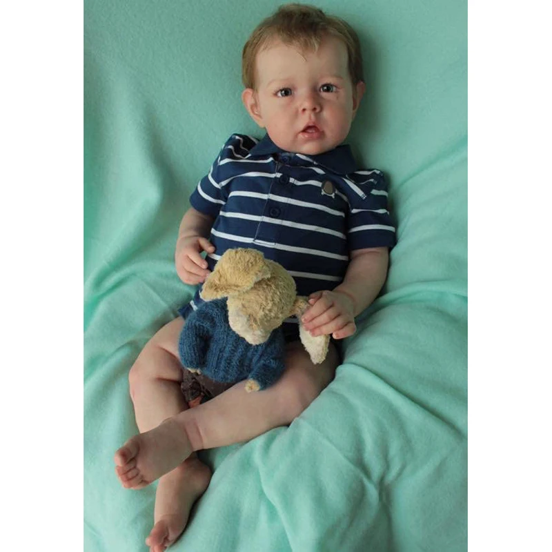55CM Bebe Doll Reborn Baby Liam Boy Soft Bodied Silicone Doll Newborn Size High Quality Collectible Art Doll with Accessories