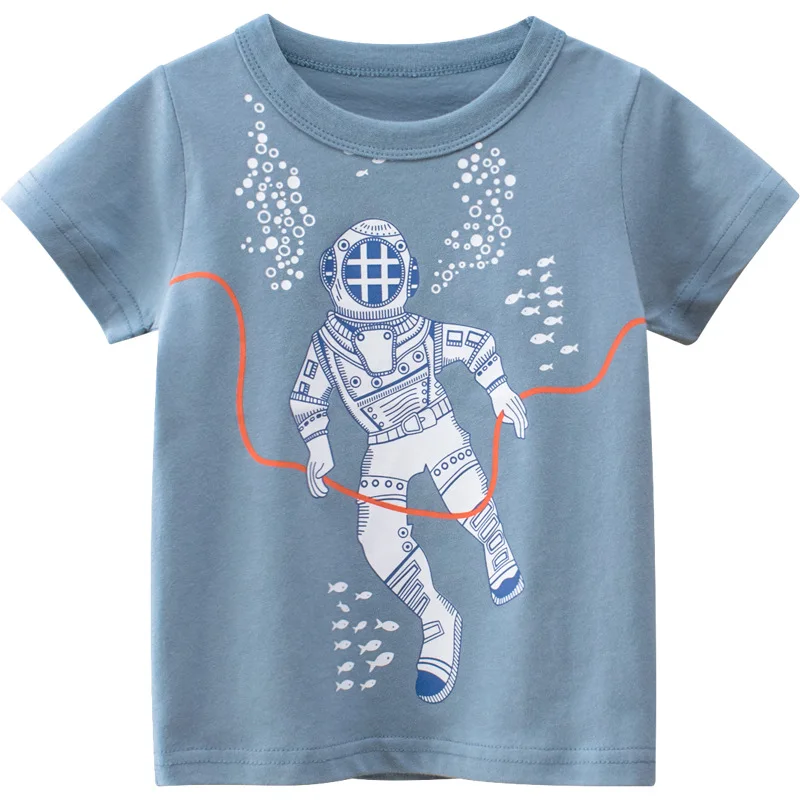 children's t-shirt boys clothes summer boys new t shirts toddler 2025 boy tops shark dinosaur truck korean kids clothing 2/5/6/7/9 year