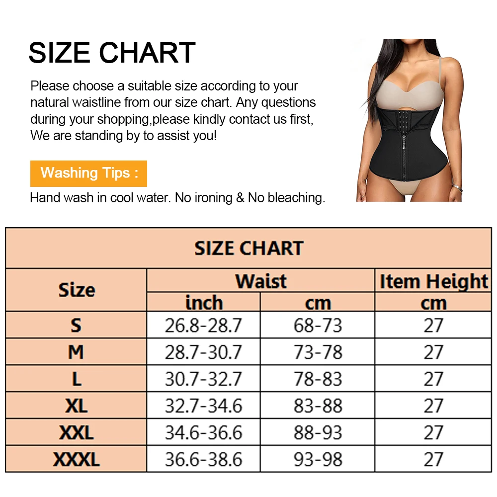 Velssut Women Waist Trainer for Weight Loss Sauna Belt Zipper Belly Band Corset Fas Slimming Girdle Strap Neoprene Body Shaper