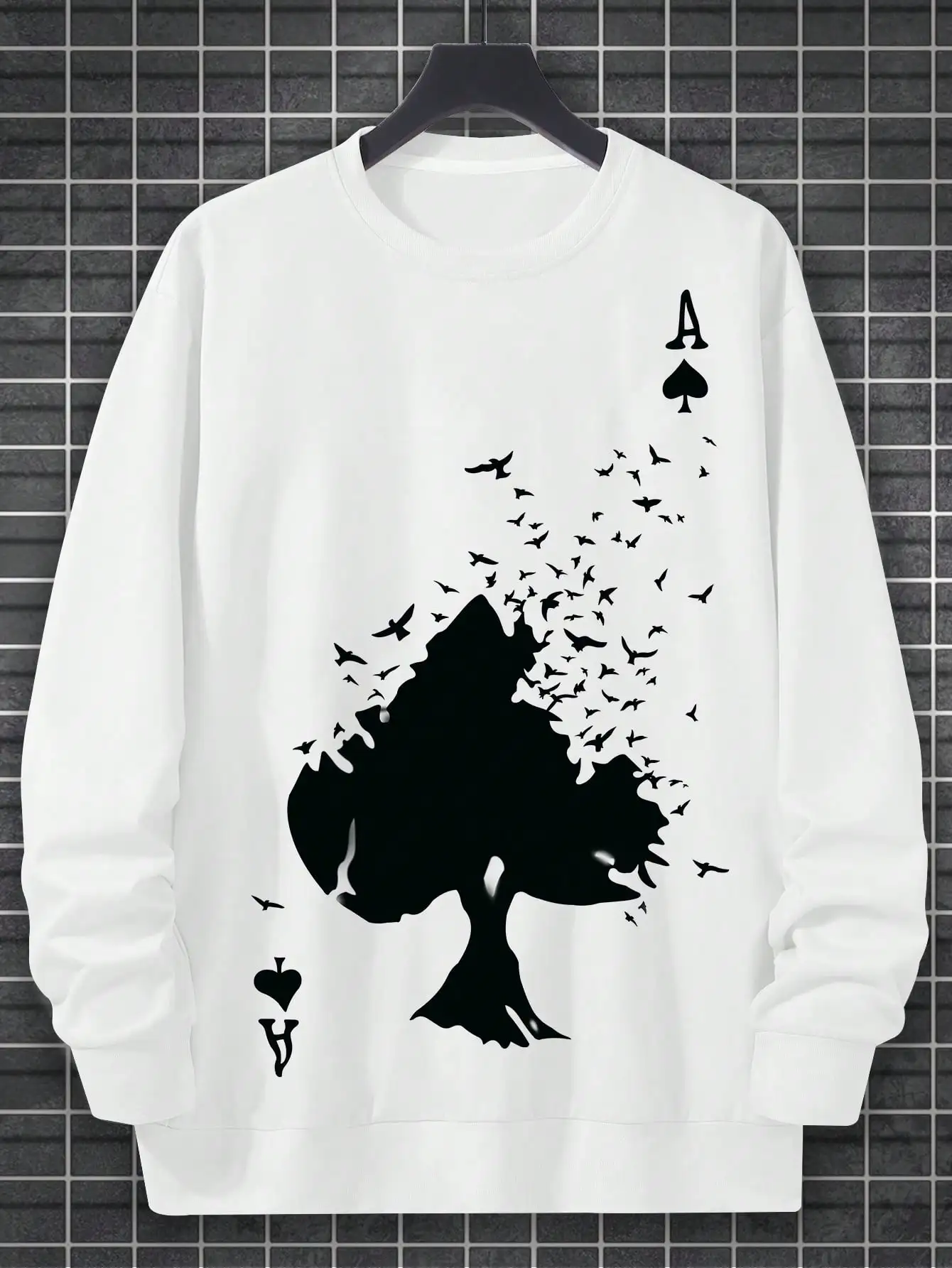 Drifting Spades A Black Pattern Male Sweatshirts Comfortable Creative Pullovers Hip Hop Tops Fleece Casual Streetwear For Mans