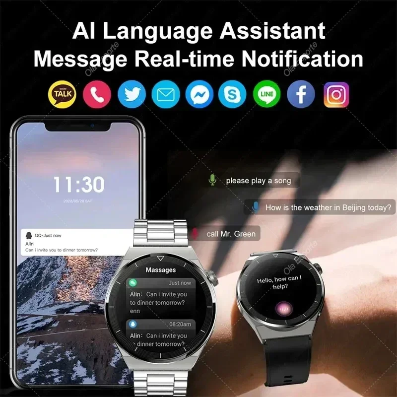GT3 Pro Smart Watch Men Women 420*420 AMOLED Screen Voice Assistant Heart Rate Bluetooth Calls Sports Waterproof Smartwatch 2024