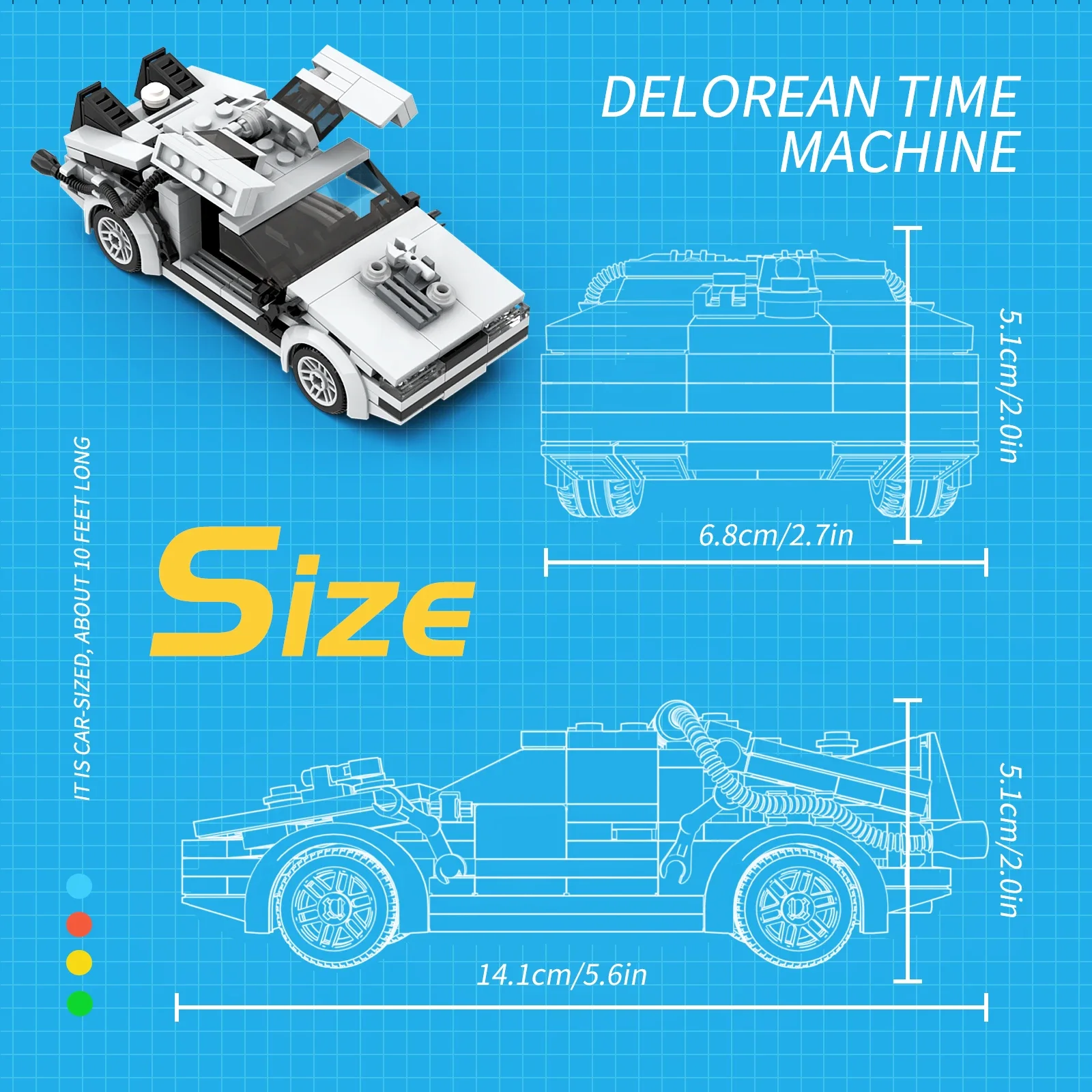 MOC 2023 New Speed Back To The Future Time Machine Car Building Blocks Set Deloreaned Vehicle Bricks Toys Children Birthday Gift