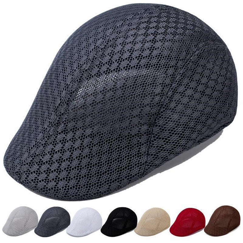 Breathable Mesh Hollow new Berets Hat 2025 For Men Convenient Spring Summer Beret Quick-drying Cap Retro Sun Hats Painter Caps