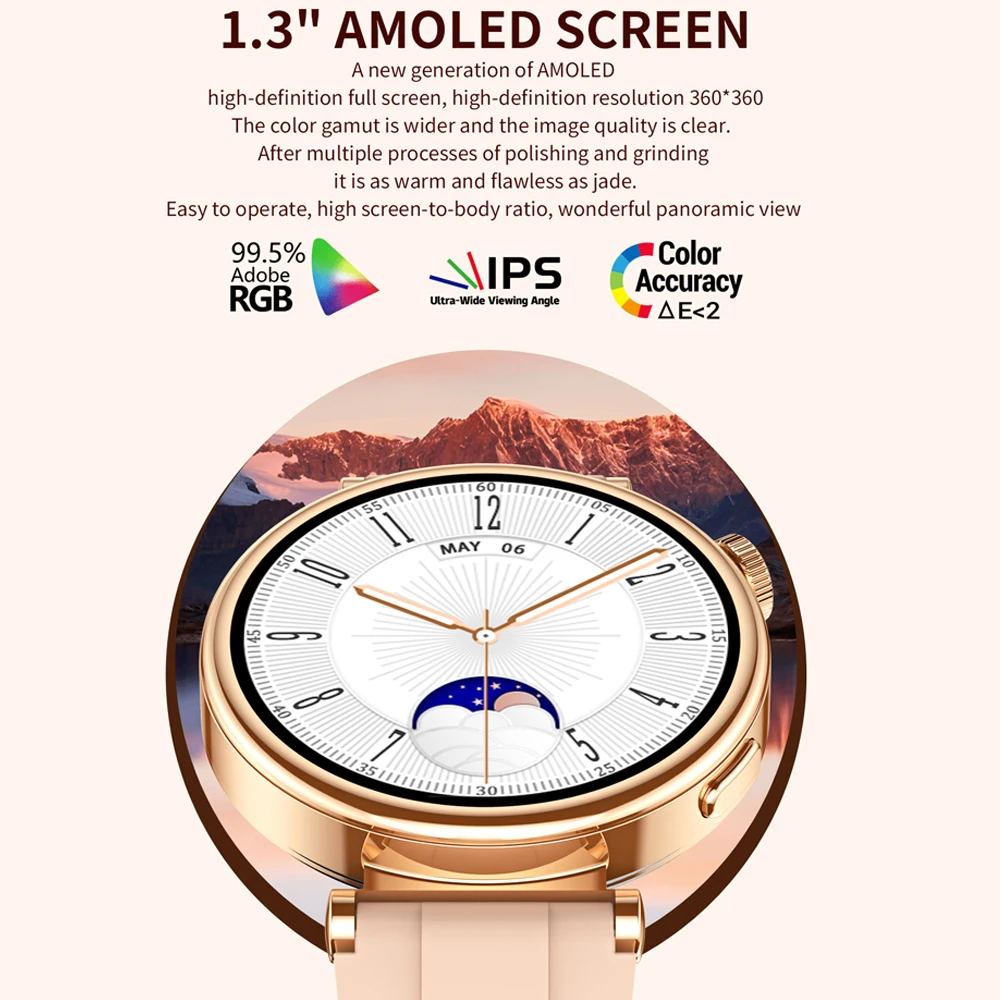 For Watch 4 MINI New AMOLED 360*360 HD Smart Watch GPS Track Heart Rate Blood Oxygen Bluetooth Call NFC Smartwatches Women 41mm