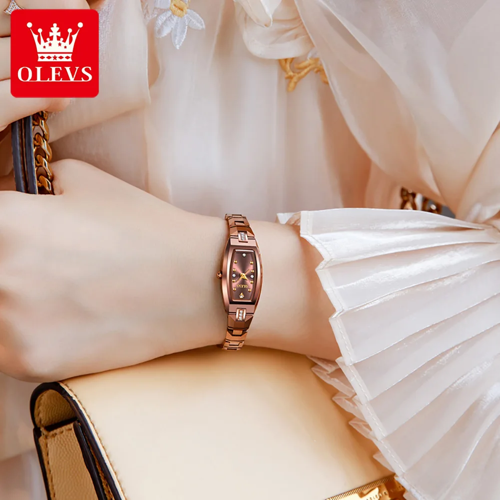 OLEVS 5501 Rose Gold Ladies noble Watches Diamond Tungsten Steel Strap Waterproof Quartz Women Wristwatches reloj para mujer