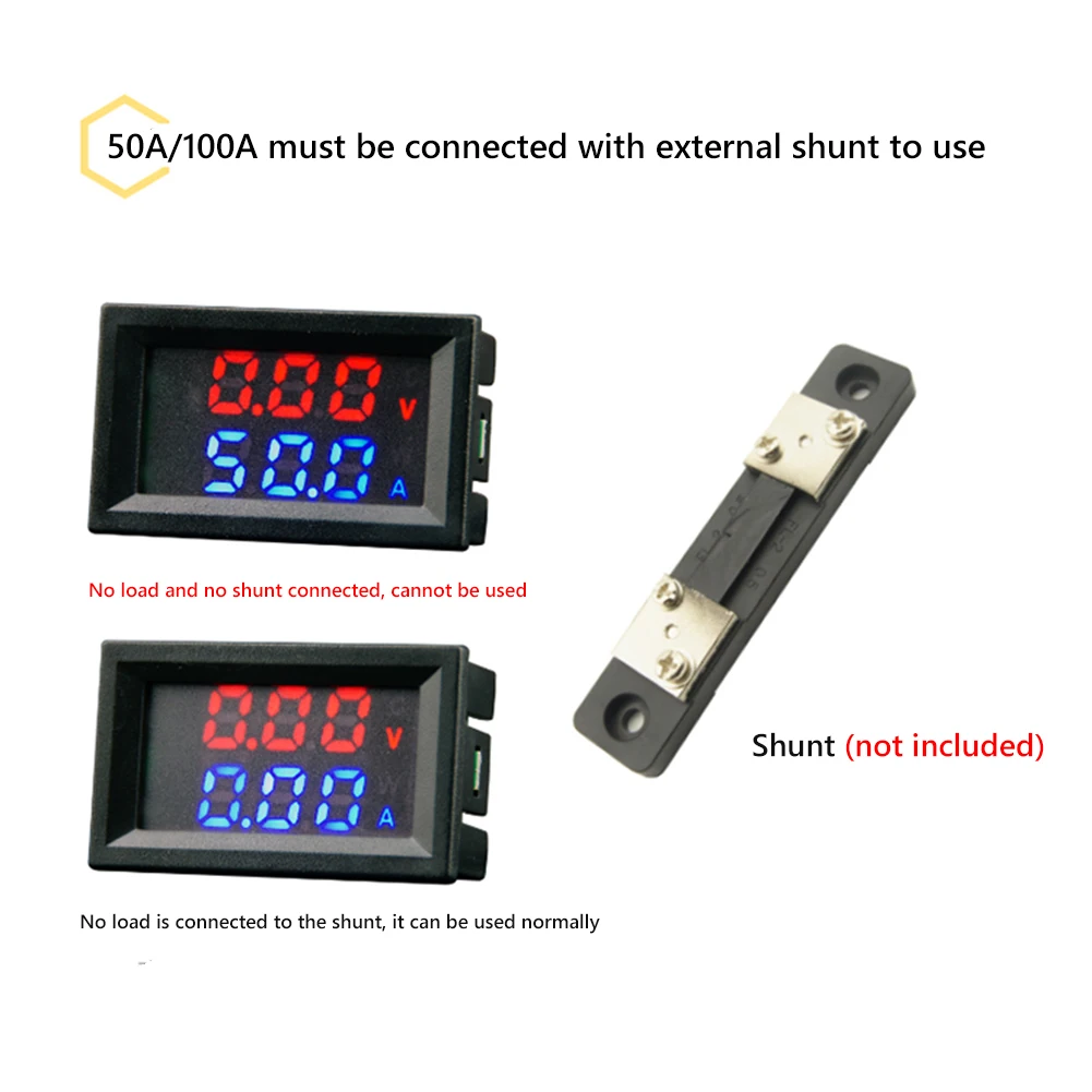M430 DC 0-100V 10A 50A 100A Digital Voltmeter Ammeter Dual LED Display Voltage Detector Current Power Meter Panel Amp Volt Gauge