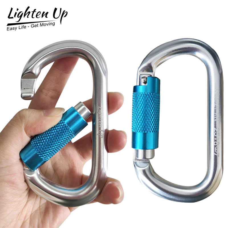 25KN new Climbing Carabiner Screw Locking Gate Carabiner Heavy Duty O-shape Steel 2025 Hammock Buckle Climbing Hiking Accessories Surviva