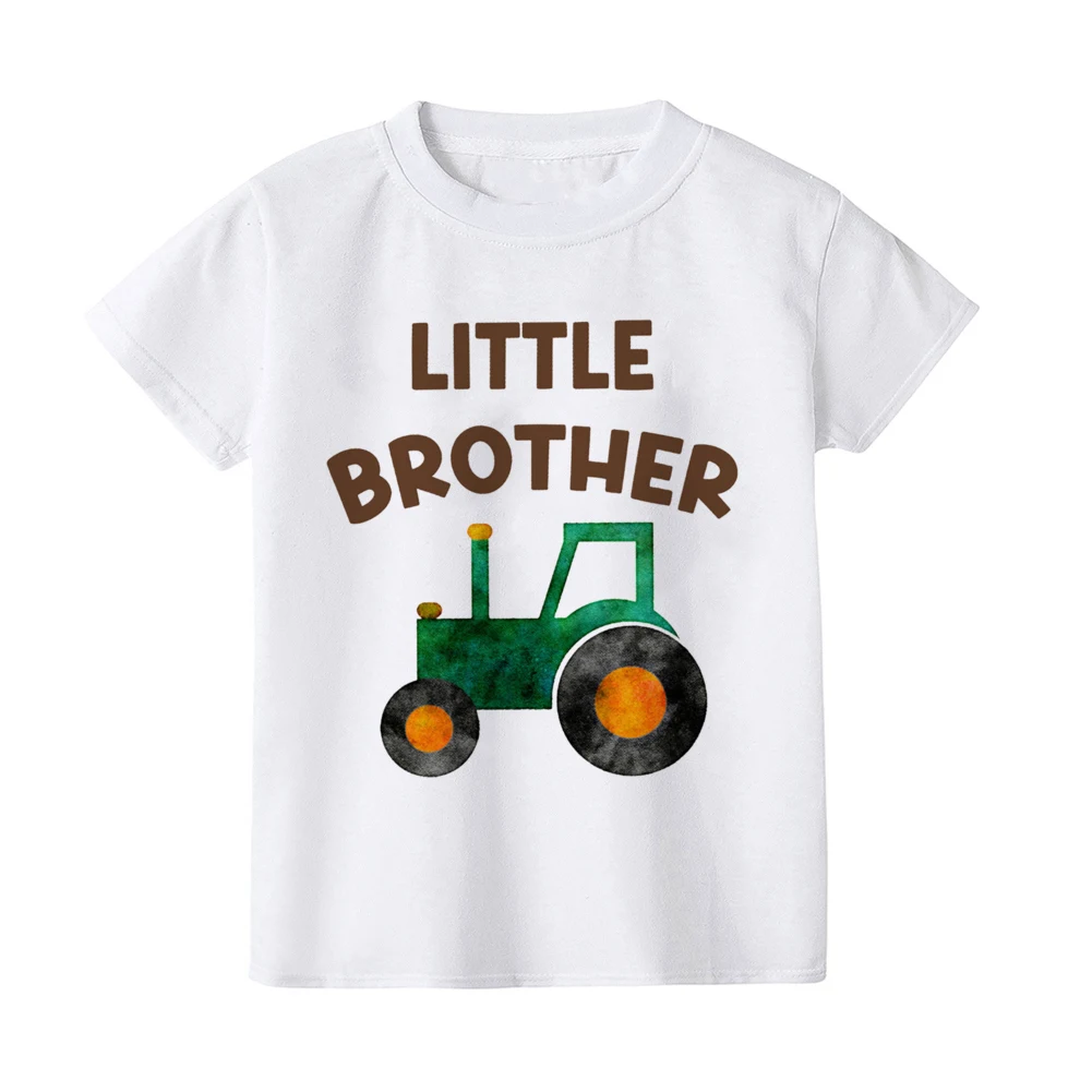 Big Brother Little Brother Family Matching Clothes Engineering Truck Print Boys T-shirt Kids Short Sleeve T Shirt Sibling Outfit