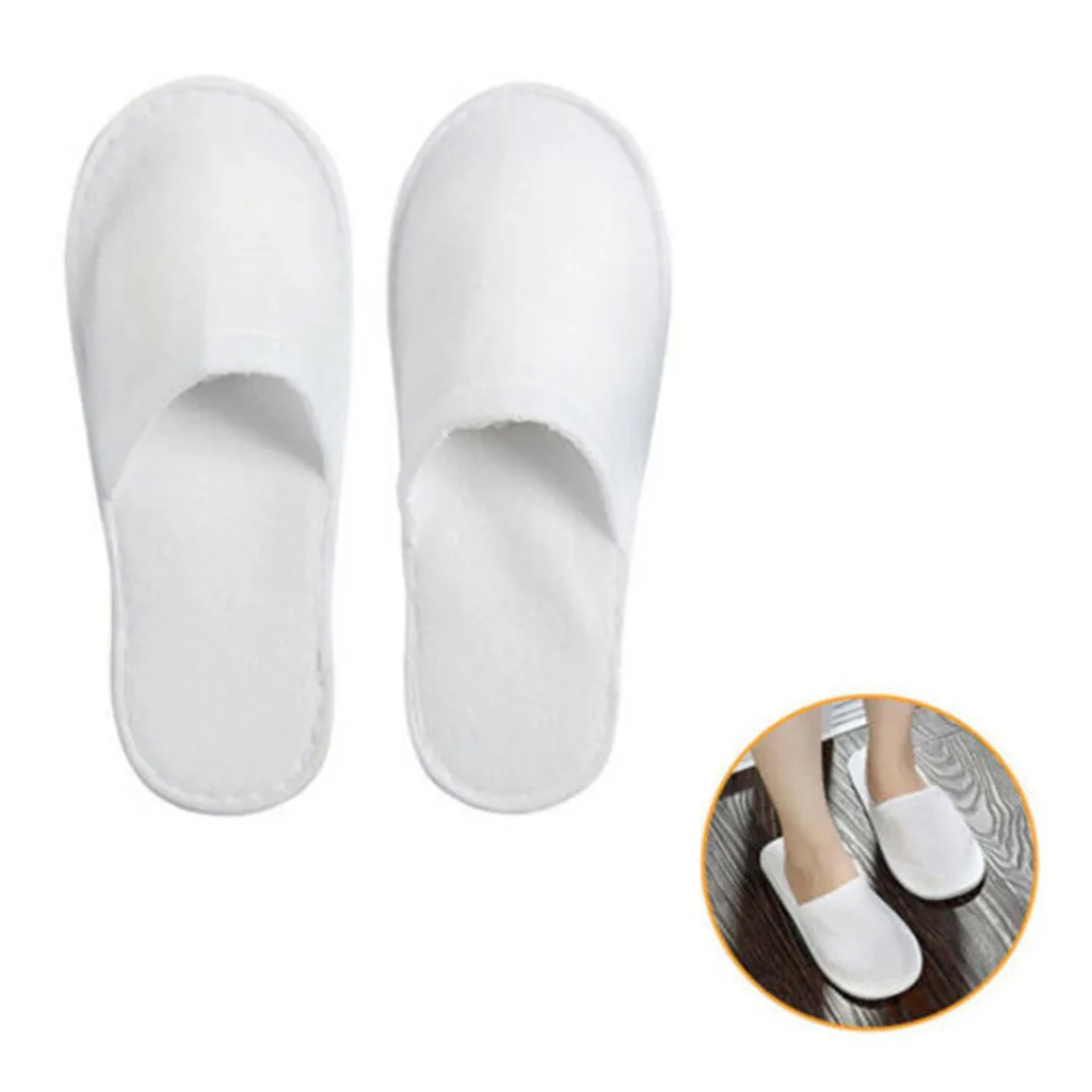 5-100Pairs Disposable Travel Hotel Slippers White new Towelling Closed Toe 2025 Spa Shoes Bathroom Sets Washroom Shower Bath Accessories