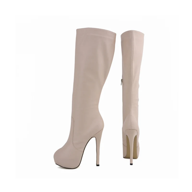 Women Boots Sexy 14cm Super High Matte Leather Round Toe High Heels Autumn Winter Over Knee Long Boots Red Women Shoes Plus Size