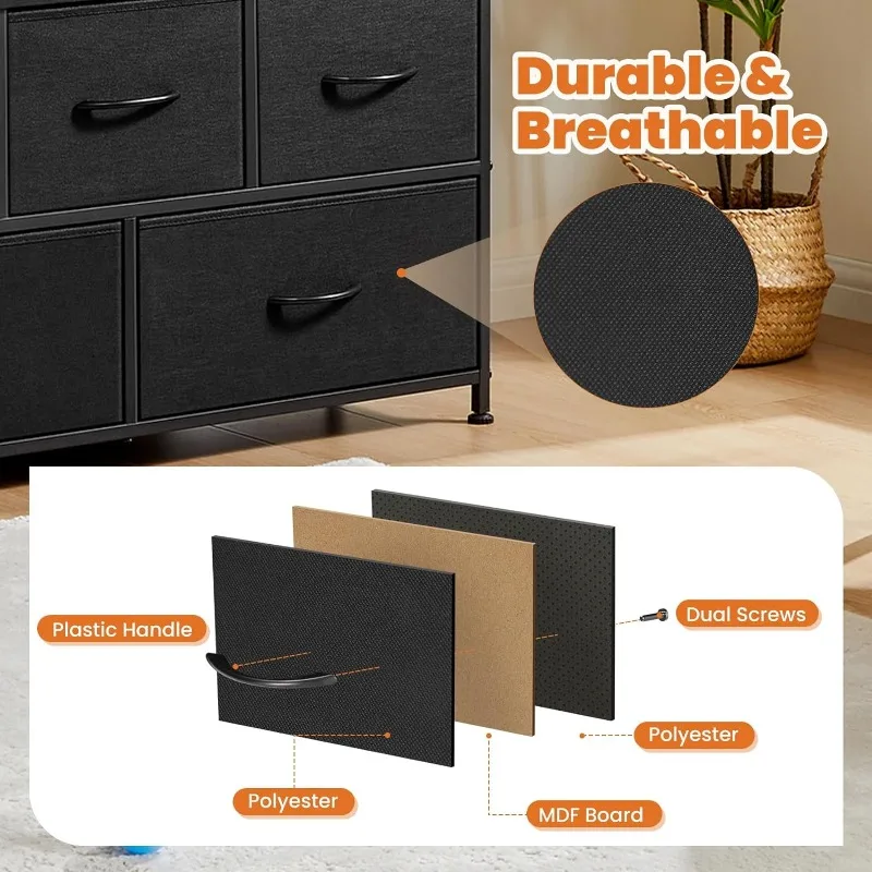 Dresser Sweetcrispy for Bedroom with 5 Fabric Drawers, Small Chest Storage Tower, Organizer 2025 Units for Clothing Closet Drawers, Tower,